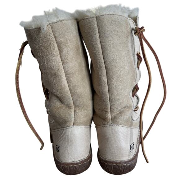 BORN Shearing Suede Leather Lace Boots Beige Tan Size 6.5 - Picture 4 of 7